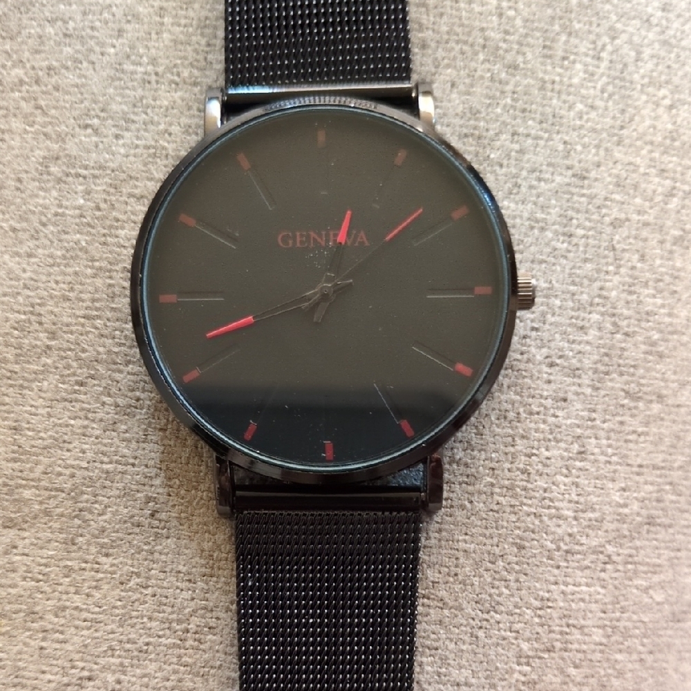 Geneva Black Watch with Red Highlights